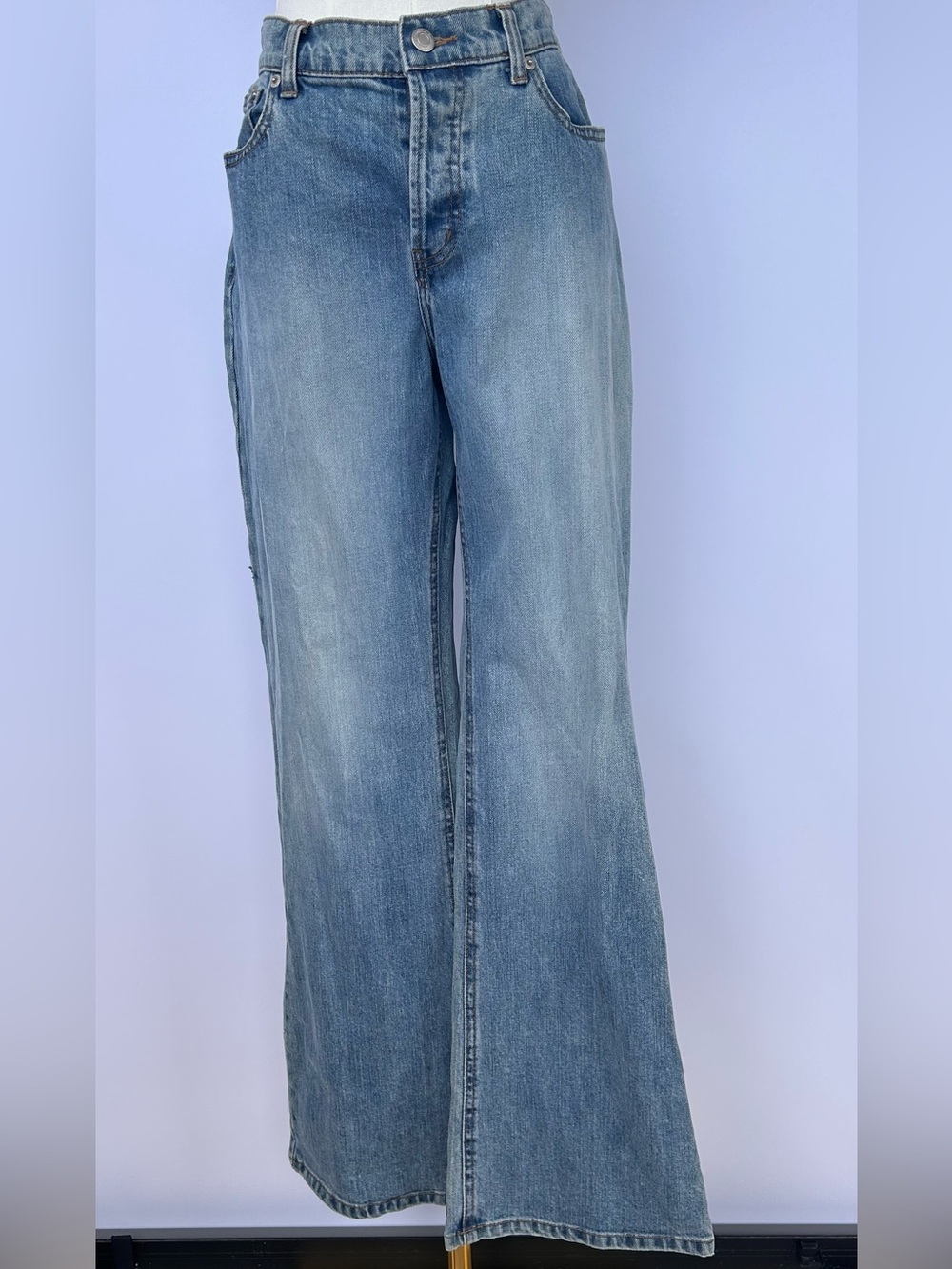 London Jean Women’s High-Rise Wide-Leg Jeans Button Fly Vintage Wash Size 10
